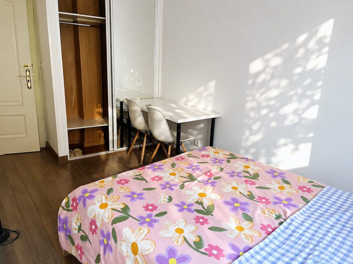 Habitación doble en Usera con aire acondicionado
